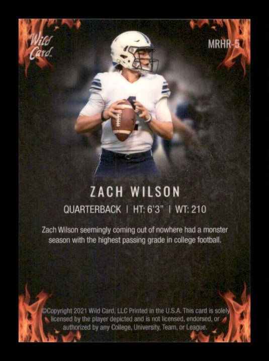 2021 Wild Card Matte Rookie Heat Zach Wilson 