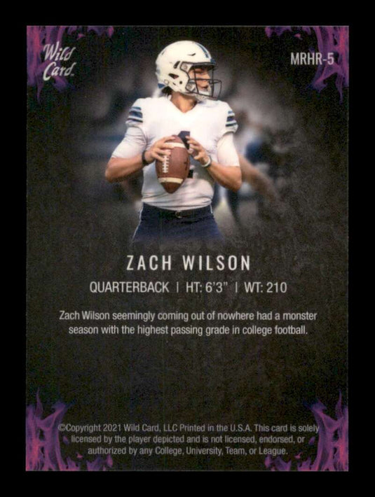 2021 Wild Card Matte Rookie Heat Purple Zach Wilson