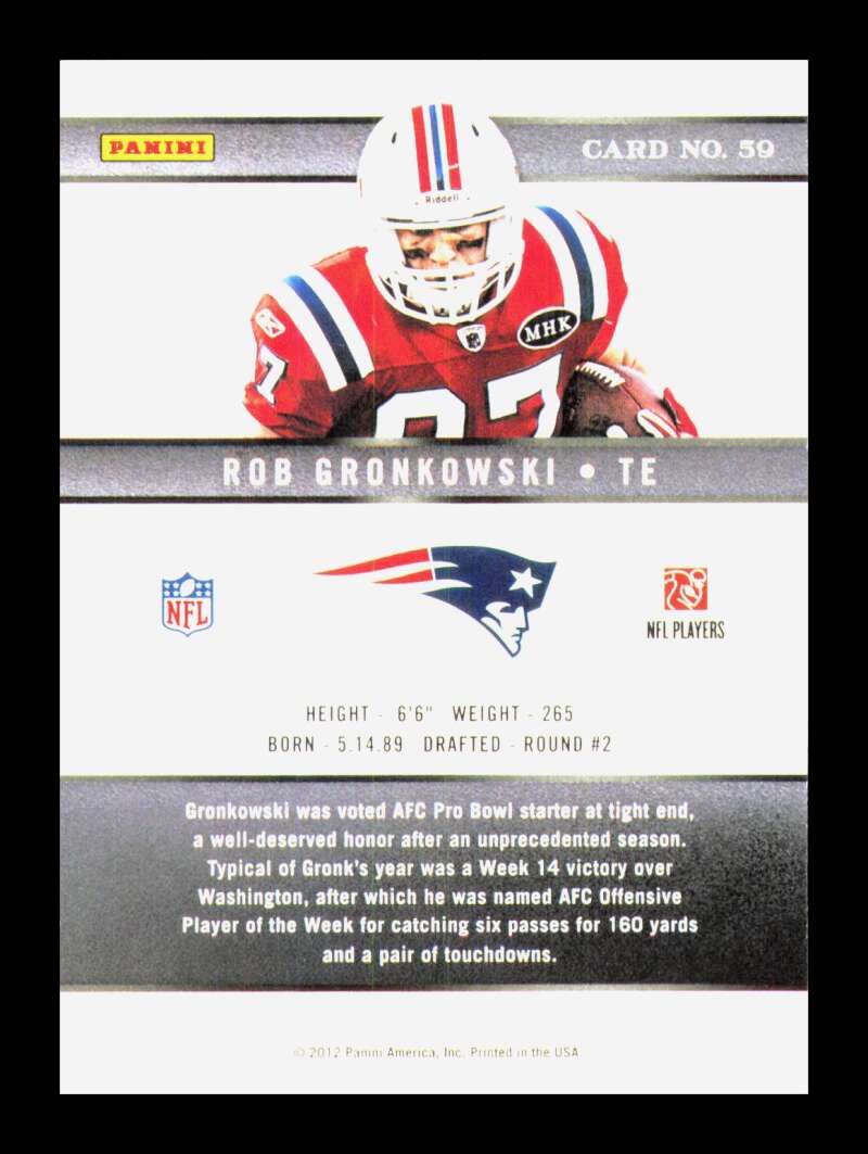 Load image into Gallery viewer, 2012 Donruss Elite Rob Gronkowski #59 New England Patriots  Image 2
