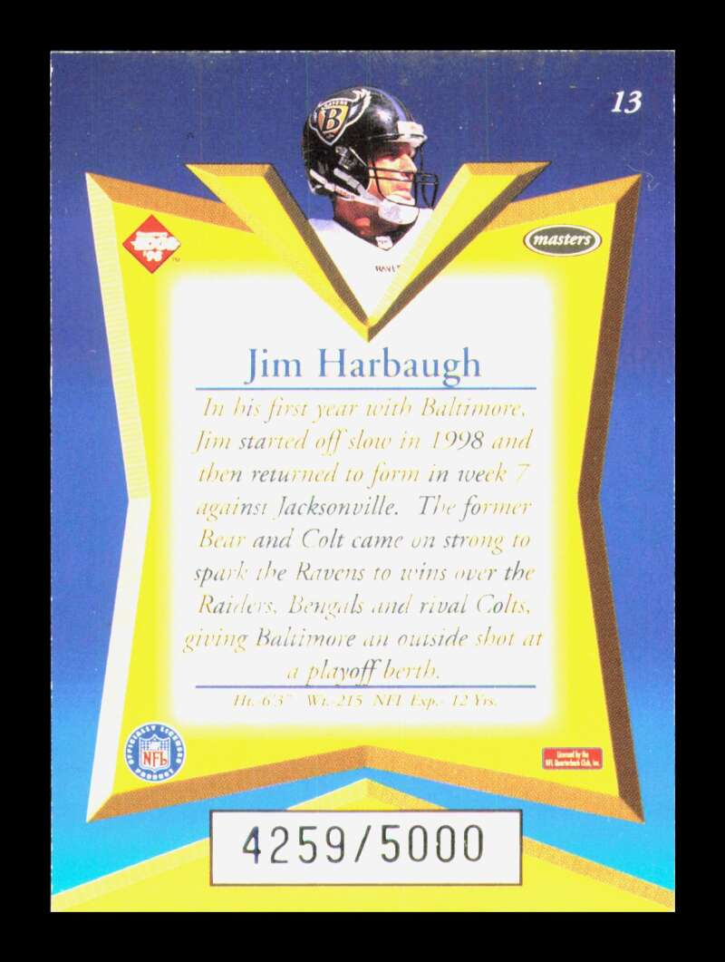 Load image into Gallery viewer, 1998 Collector&#39;s Edge Masters Jim Harbaugh #13 Baltimore Ravens /5000  Image 2
