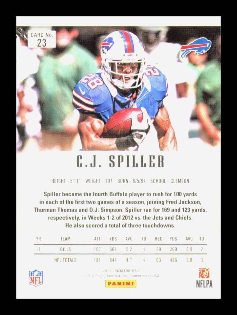 Load image into Gallery viewer, 2012 Panini Prizm C.J. Spiller #23 Buffalo Bills  Image 2
