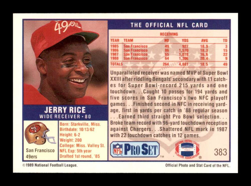 Load image into Gallery viewer, 1989 Pro Set Jerry Rice #383 San Francisco 49ers NM Image 2
