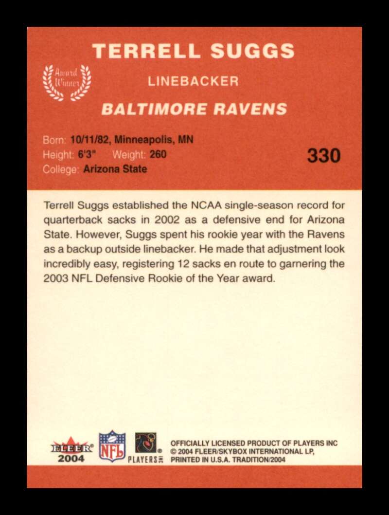 Load image into Gallery viewer, 2004 Fleer Tradition Terrell Suggs #142 Baltimore Ravens  Image 2
