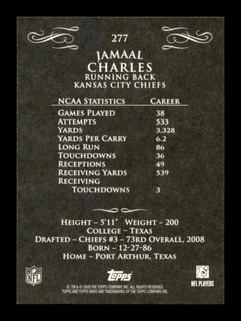 Load image into Gallery viewer, 2008 Topps Mayo Jamaal Charles #277 Kansas City Chiefs Rookie RC  Image 2
