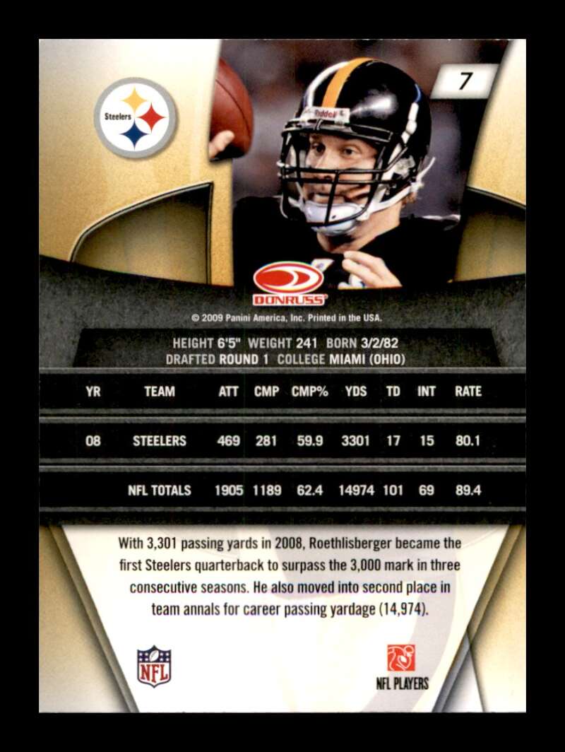 Load image into Gallery viewer, 2009 Donruss Gridiron Gear Ben Roethlisberger #7 Pittsburgh Steelers  Image 2
