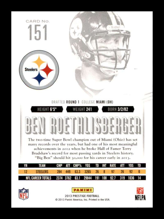 2013 Panini Prestige Ben Roethlisberger 