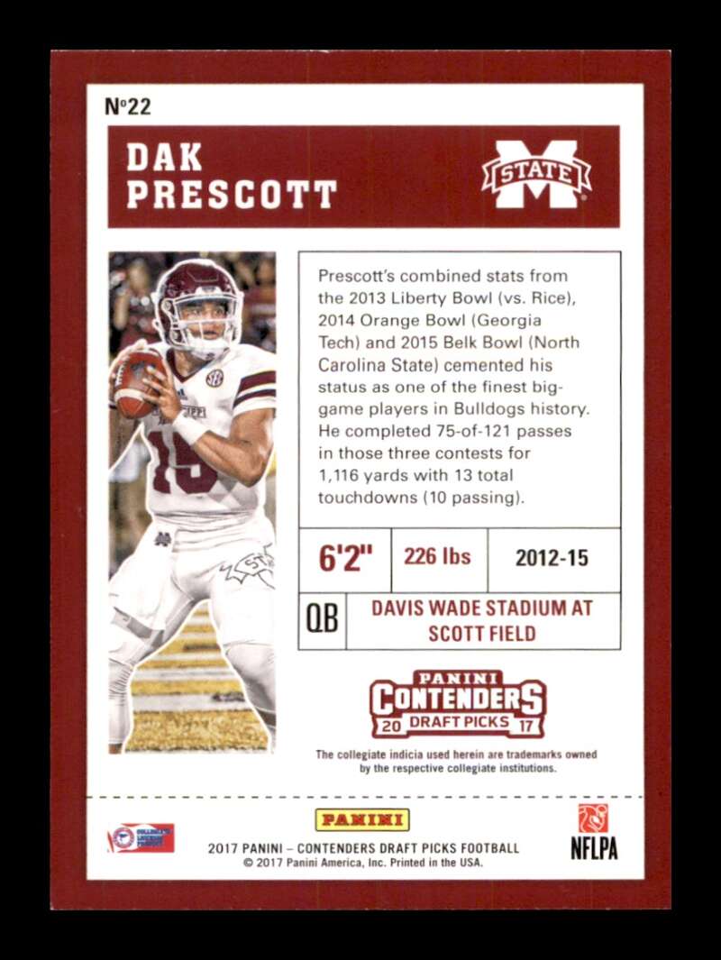 Load image into Gallery viewer, 2017 Contenders Draft Season Ticket Dak Prescott #22 Dallas Cowboys Image 2
