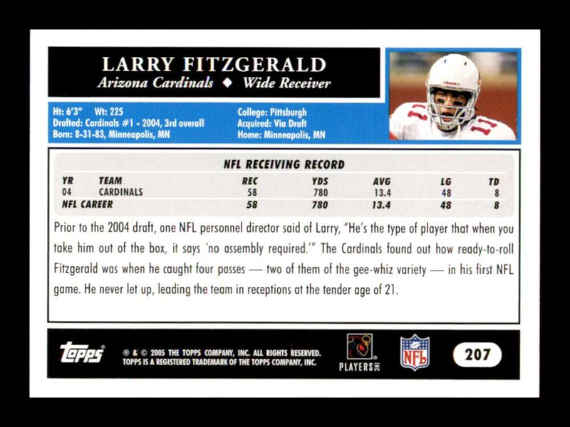 Load image into Gallery viewer, 2005 Topps Larry Fitzgerald #207 Arizona Cardinals  Image 2
