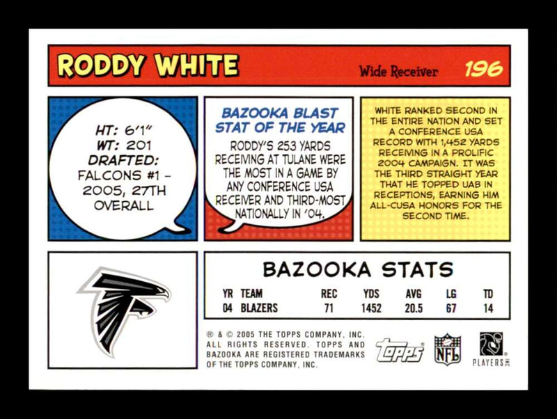 Load image into Gallery viewer, 2005 Topps Bazooka Roddy White #196 Atlanta Falcons Rookie RC  Image 2
