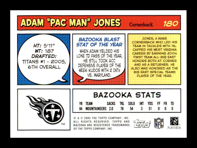 Load image into Gallery viewer, 2005 Topps Bazooka Adam Jones #180 Pac Man Tennessee Titans Rookie RC  Image 2
