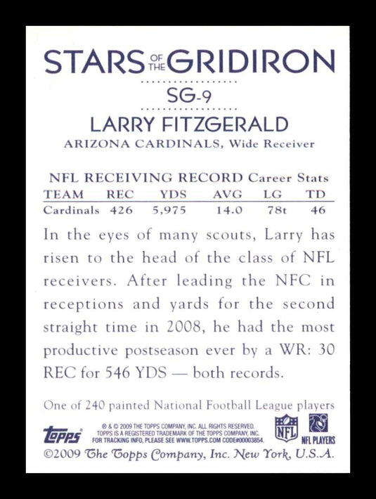 2009 Topps National Chicle Stars of the Gridiron Larry Fitzgerald 