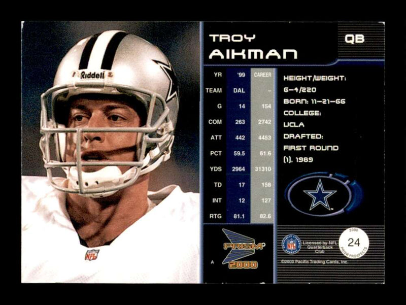 Load image into Gallery viewer, 2000 Pacific Prism Prospects Troy Aikman #24 Dallas Cowboys Image 2
