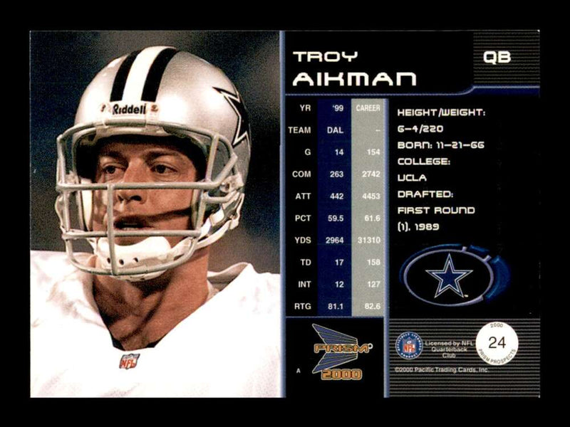 Load image into Gallery viewer, 2000 Pacific Prism Prospects Troy Aikman #24 Dallas Cowboys Image 2
