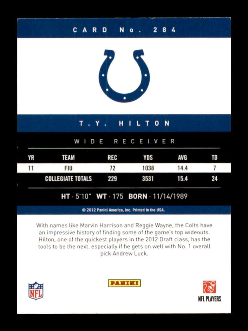 Load image into Gallery viewer, 2012 Panini Prestige T.Y. Hilton #284 Indianapolis Colts Rookie RC  Image 2
