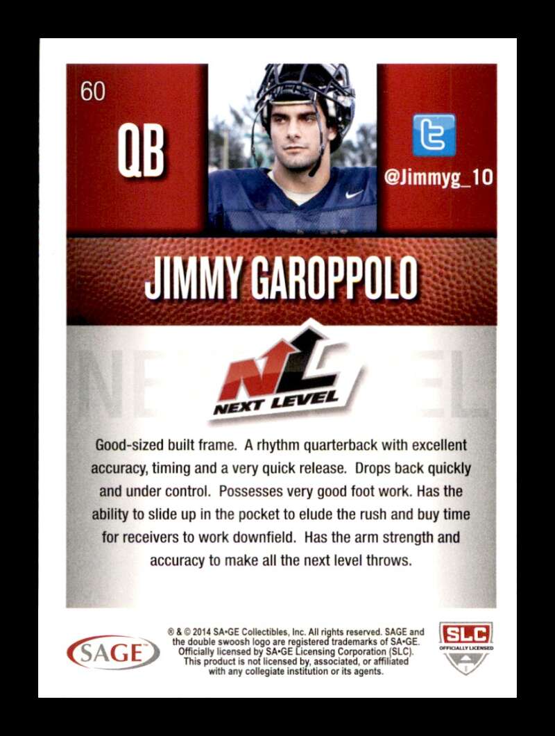 Load image into Gallery viewer, 2014 SAGE Hit Jimmy Garoppolo #60 Eastern Illinois Panthers Rookie RC Image 2
