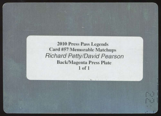 2010 Press Pass Legends Magenta Printing Plate Richard Petty David Pearson