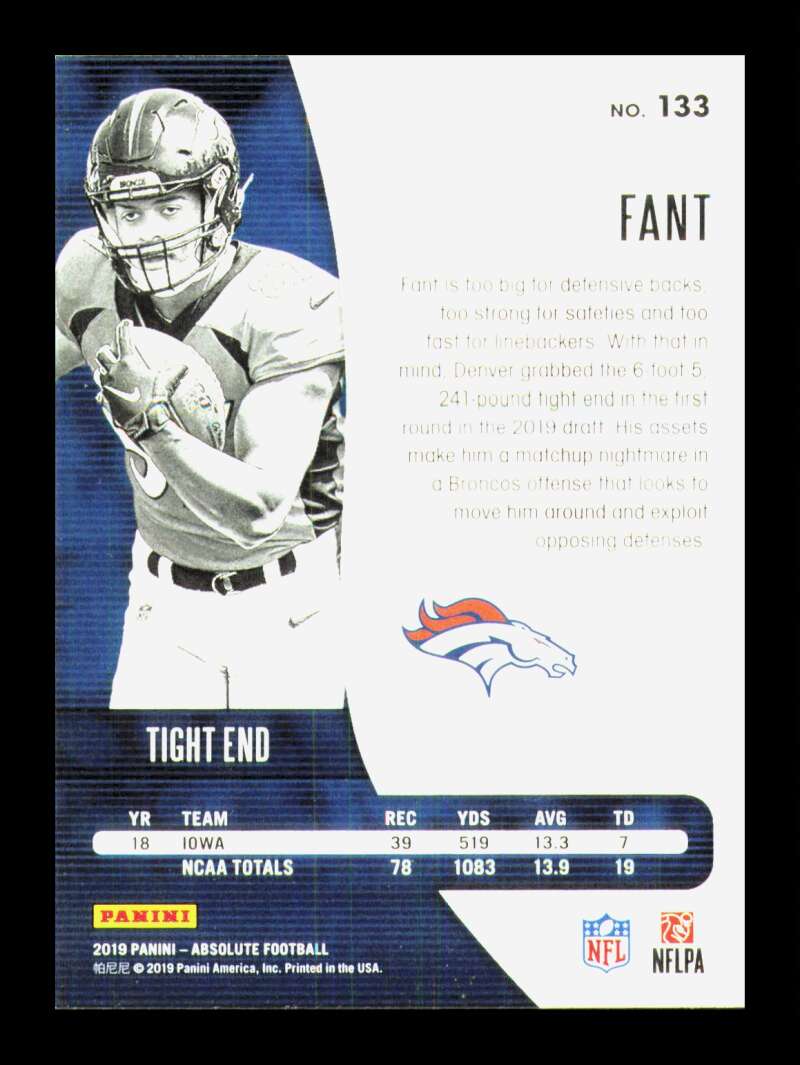 Load image into Gallery viewer, 2019 Panini Absolute Noah Fant #133 Denver Broncos Rookie RC  Image 2
