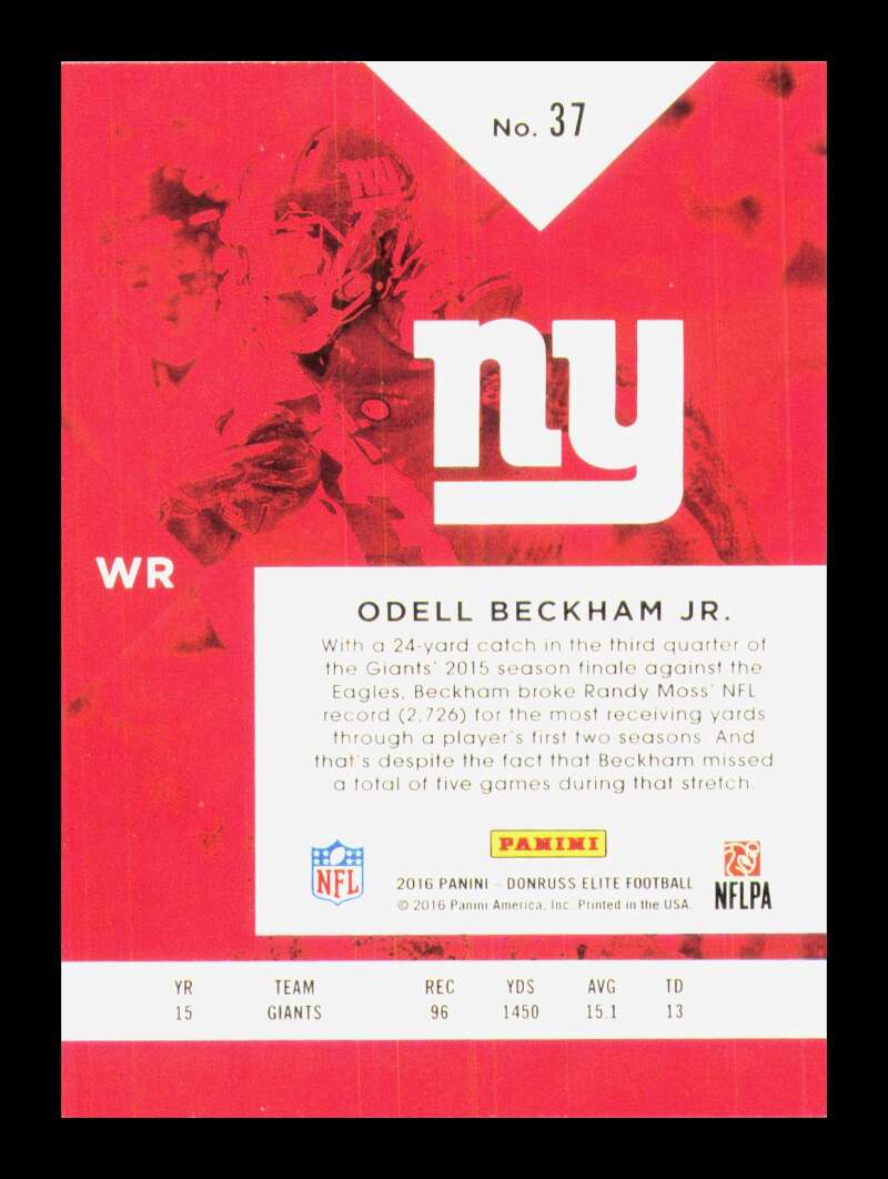 Load image into Gallery viewer, 2016 Donruss Elite Odell Beckham Jr. #37 New York Giants  Image 2
