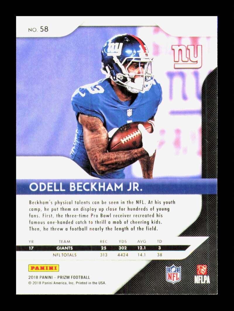 Load image into Gallery viewer, 2018 Panini Prizm Odell Beckham Jr. #58 New York Giants  Image 2
