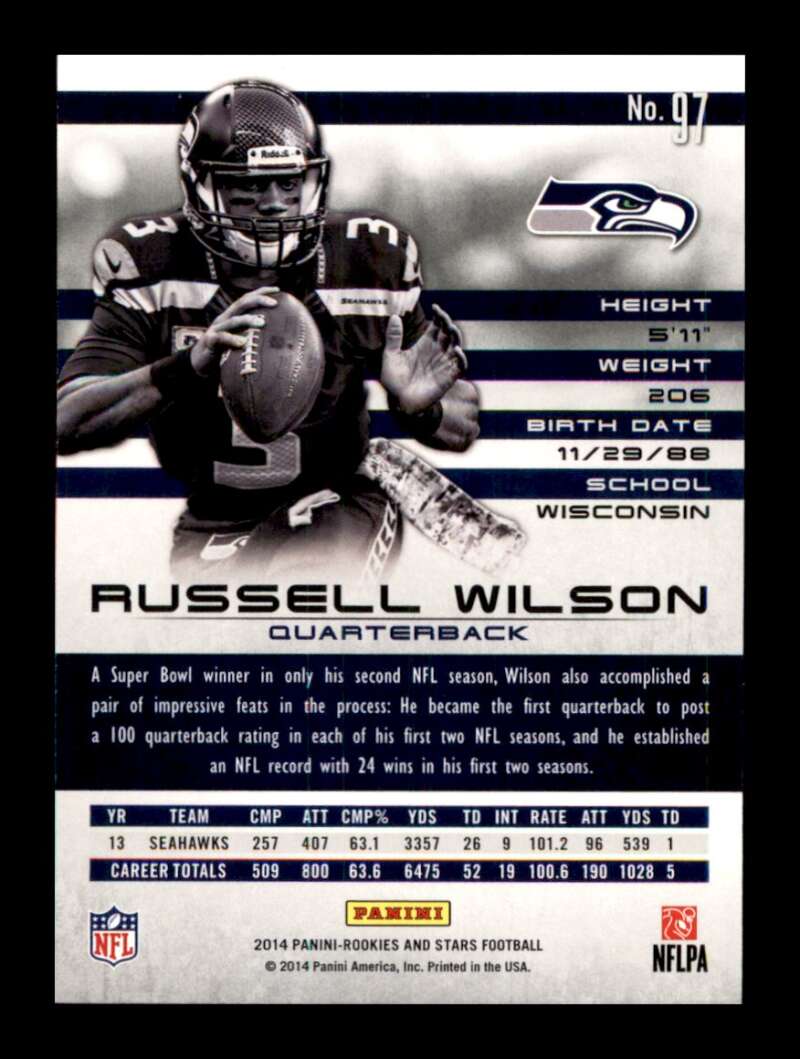 Load image into Gallery viewer, 2014 Panini Rookies &amp; Stars Russell Wilson #97 Seattle Seahawks  Image 2
