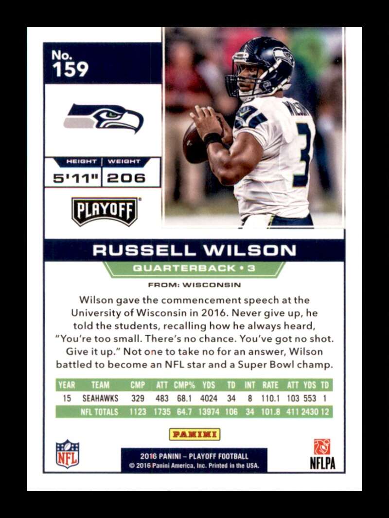 Load image into Gallery viewer, 2016 Panini Playoff Russell Wilson #159 Seattle Seahawks  Image 2
