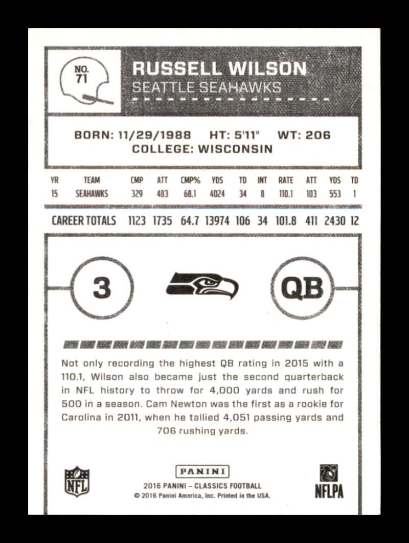 Load image into Gallery viewer, 2016 Panini Classics Russell Wilson #71 Seattle Seahawks  Image 2
