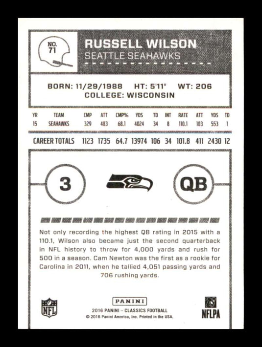 2016 Panini Classics Russell Wilson