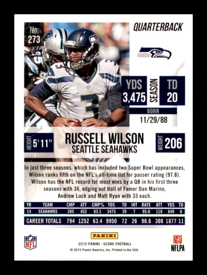 Load image into Gallery viewer, 2015 Score Russell Wilson #273 Seattle Seahawks  Image 2
