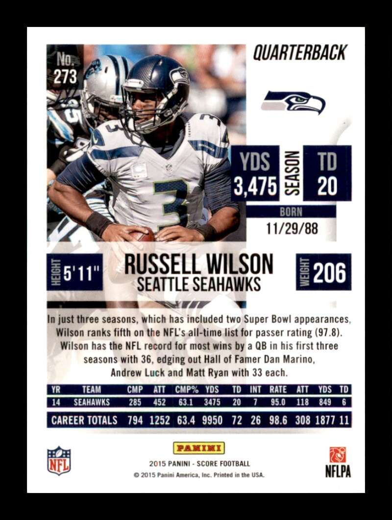 Load image into Gallery viewer, 2015 Score Russell Wilson #273 Seattle Seahawks  Image 2
