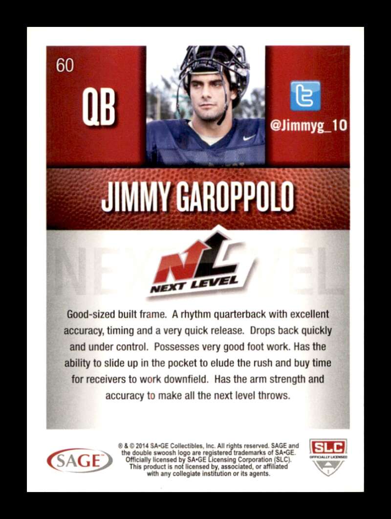 Load image into Gallery viewer, 2014 SAGE Hit Jimmy Garoppolo #60 Eastern Illinois Panthers Rookie RC Image 2
