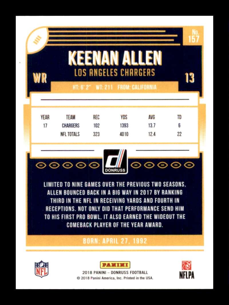 Load image into Gallery viewer, 2018 Donruss Press Proof Blue Keenan Allen #157 Los Angeles Chargers  Image 2
