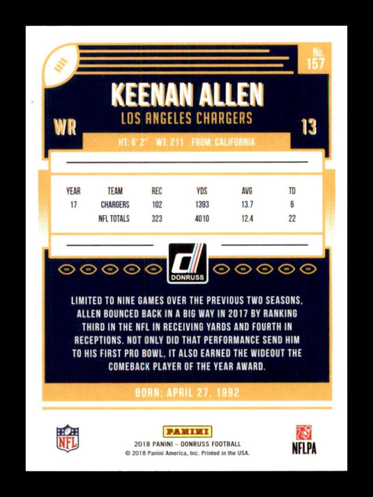 2018 Donruss Press Proof Blue Keenan Allen