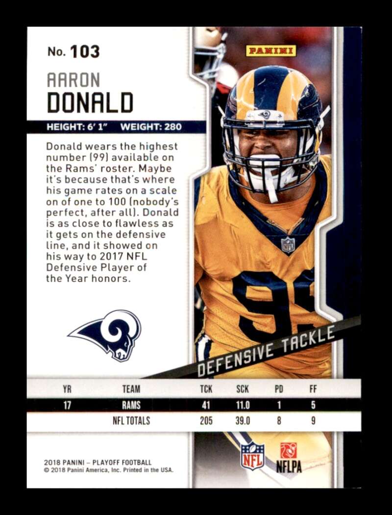 Load image into Gallery viewer, 2018 Panini Playoff Aaron Donald #103 Los Angeles Rams  Image 2
