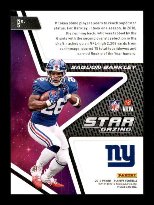 2019 Panini Playoff Star Gazing Saquon Barkley 