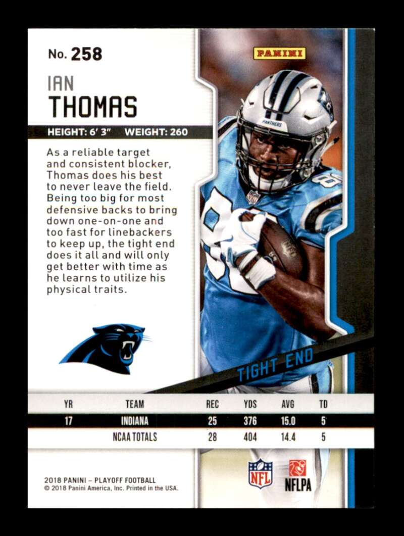 Load image into Gallery viewer, 2018 Panini Playoff Ian Thomas #258 Carolina Panthers Rookie RC  Image 2
