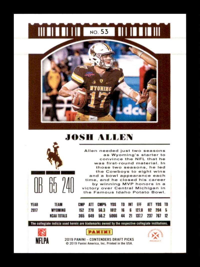 Load image into Gallery viewer, 2019 Contenders Draft Season Ticket Josh Allen #53 Wyoming Cowboys  Image 2
