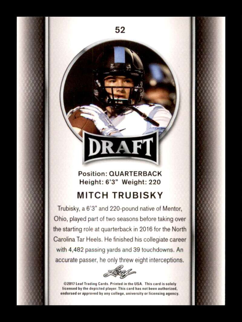 Load image into Gallery viewer, 2017 Leaf Draft Gold Mitch Trubisky #52 Chicago Bears Rookie RC  Image 2
