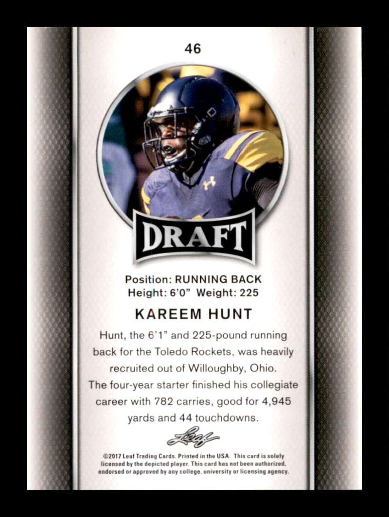 Load image into Gallery viewer, 2017 Leaf Draft Kareem Hunt #46 Kansas City Chiefs Rookie RC  Image 2
