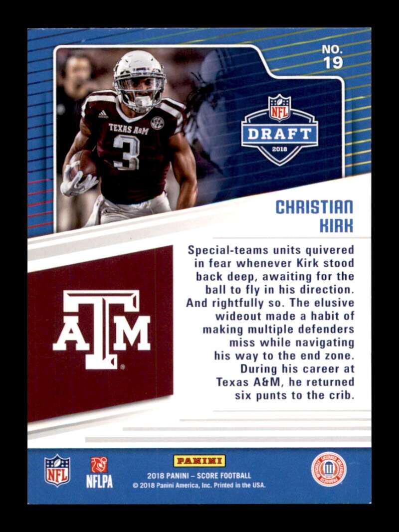 Load image into Gallery viewer, 2018 Score NFL Draft Christian Kirk #19 Texas A&amp;M Aggies Rookie RC Image 2
