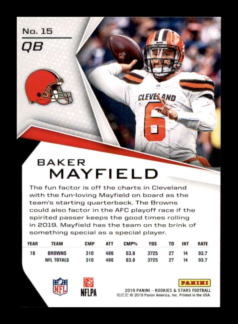 Load image into Gallery viewer, 2019 Panini Rookies &amp; Stars Baker Mayfield #15 Cleveland Browns  Image 2
