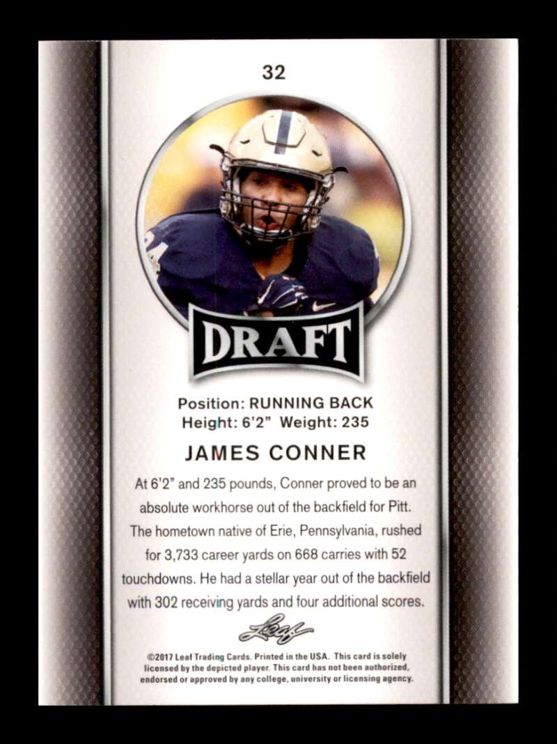 Load image into Gallery viewer, 2017 Leaf Draft Gold James Conner #32 Pittsburgh Steelers Rookie RC Image 2
