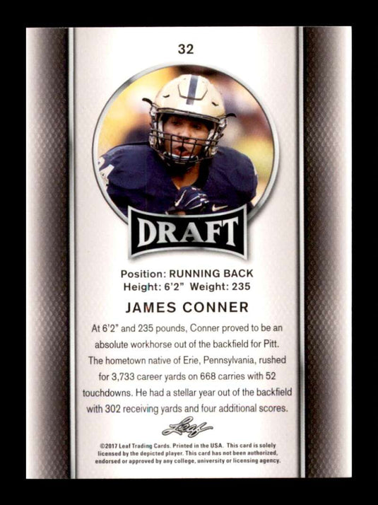 2017 Leaf Draft Gold James Conner 