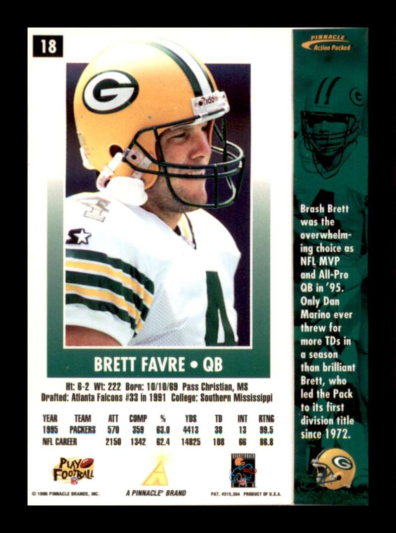 Load image into Gallery viewer, 1996 Action Packed Brett Favre #18 Green Bay Packers  Image 2
