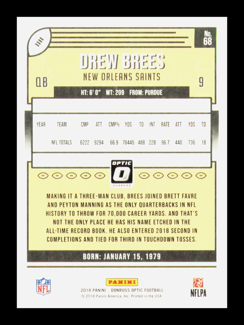 Load image into Gallery viewer, 2018 Donruss Optic Drew Brees #68 New Orleans Saints  Image 2
