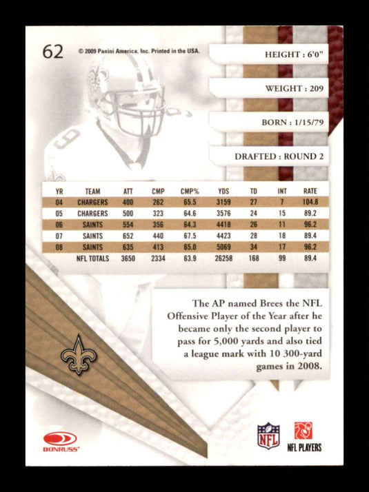 2009 Playoff Absolute Memorabila Drew Brees 