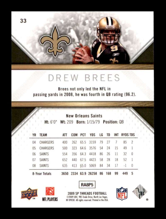 2009 Upper Deck SP Threads Drew Brees