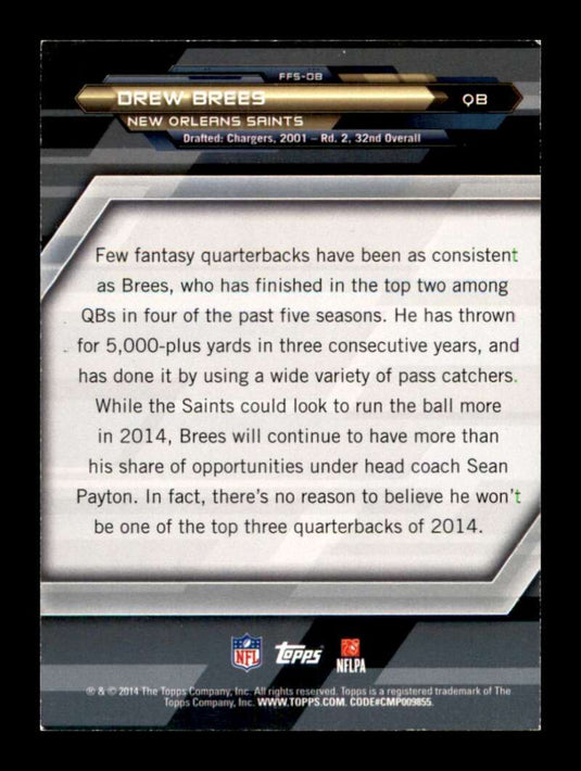 2014 Topps Fantasy Strategies Drew Brees 