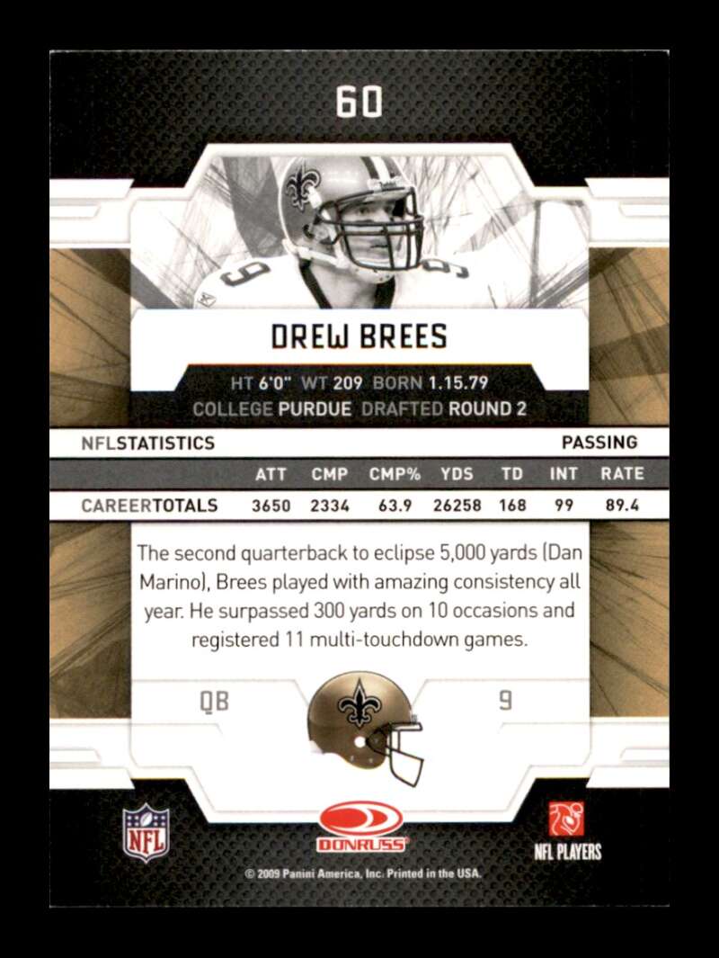 Load image into Gallery viewer, 2009 Donruss Elite Drew Brees #60 New Orleans Saints  Image 2
