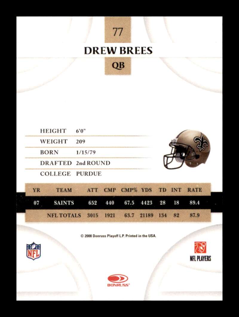 Load image into Gallery viewer, 2008 Donruss Threads Drew Brees #77 New Orleans Saints  Image 2
