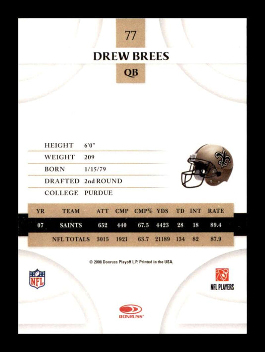 2008 Donruss Threads Drew Brees